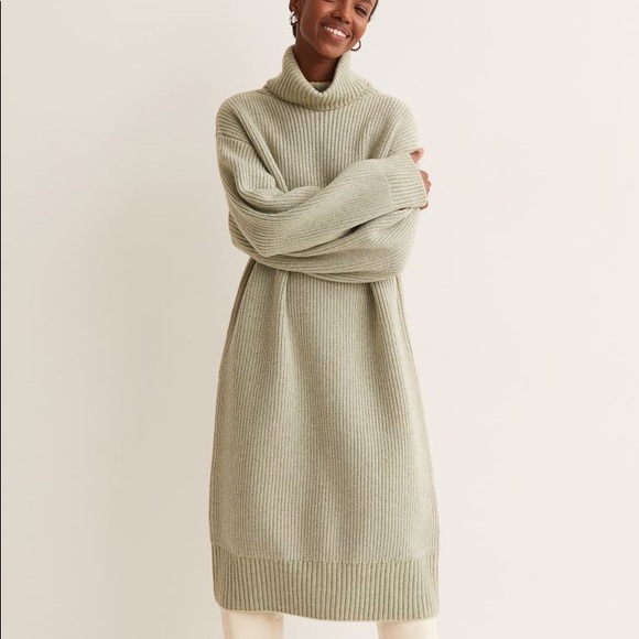 New Hm Sage Green Knit Midi Dress 